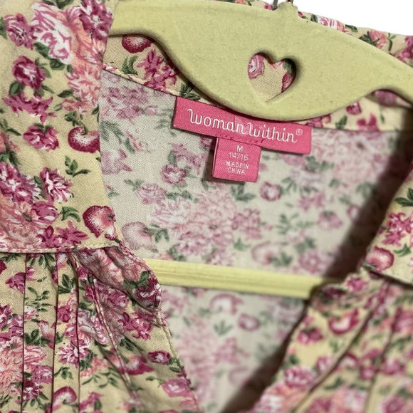 Woman Within floral button down blouse - Picture 3 of 5